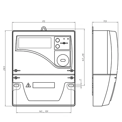Габаритные размеры Счетчик электроэнергии трехфазный многофункциональный CE307 S31 СПОДЭС/DLMS