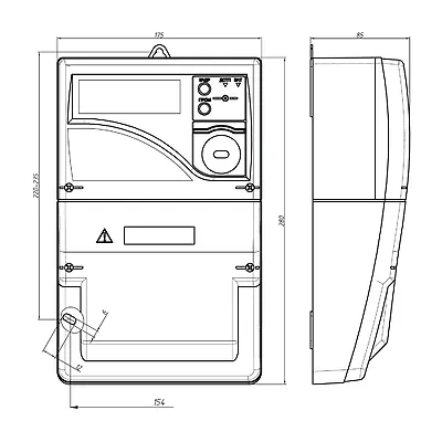 Габаритные размеры Счетчик электроэнергии трехфазный многофункциональный CE307 S34 СПОДЭС/DLMS
