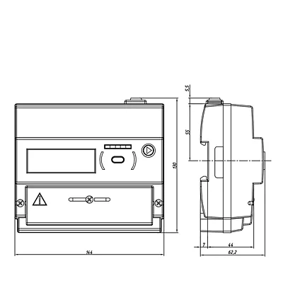 Габаритные размеры Счетчик электроэнергии трехфазный многотарифный CE308 R34 СПОДЭС/DLMS