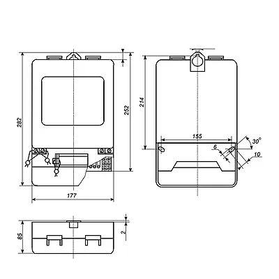 Габаритные размеры Счетчик электроэнергии трехфазный универсальный ЦЭ6812