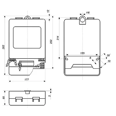 Габаритные размеры Счетчик электроэнергии трехфазный многотарифный микропроцессорный ЦЭ6823М