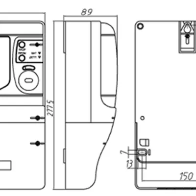 Габаритные размеры Счетчик электроэнергии трехфазный многотарифный предоплатный CE305-S32