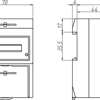 Габаритные размеры Счетчик электроэнергии однофазный ЦЭ6807П-Р4