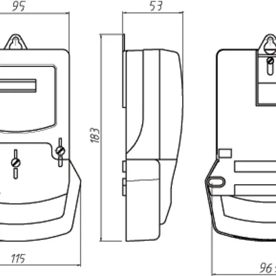 Габаритные размеры Счетчик электроэнергии однофазный ЦЭ6807П-Ш6