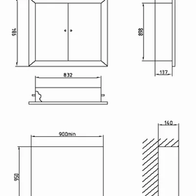 Габаритные размеры Щит электрический распределительный этажный ЩЭР1С-2